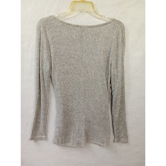 Anna Womens Medium gray ribbed wrap  long sleeve‎ v neck 90's - Picture 5 of 6